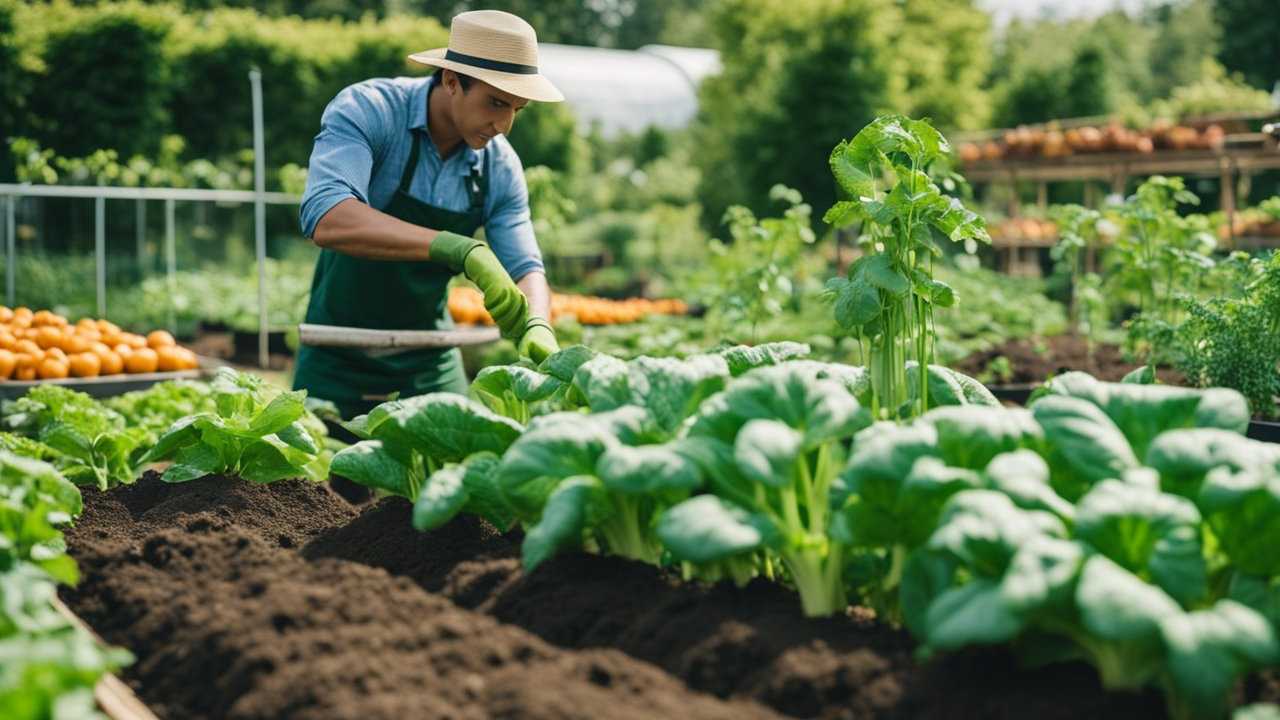 man working in a vegetable garden