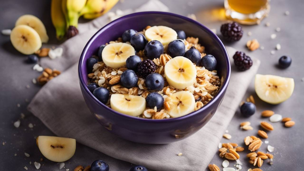 acai bowl in purple bowl