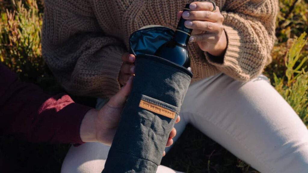 insulated wine tote from out of the woods